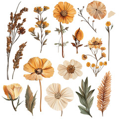 Fototapeta premium Set of flowers isolated on transparent png background, clipping path included.