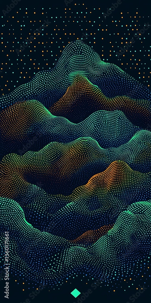 Aufkleber abstract digital topography representing layered terrain and connected data