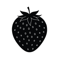 Black Vector illustration of a Strawbarry Fruit