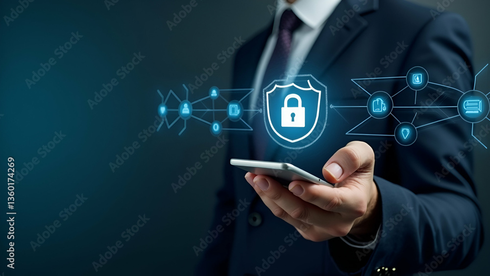 Poster enhancing digital security: protect your workplace data with smart cybersecurity tools