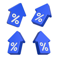 arrow up percent icon 3d rendering