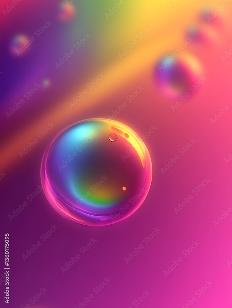 Aufkleber iridescent spheres floating on colorful spectrum gradient background