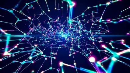 Futuristic neon light burst with dynamic energy spikes expanding in digital space - Powered by Adobe