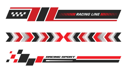 Set of simple car stripes design. Car race stripes. Racing line sticker design. Simple vector racing design. Graphic sport decal vinyl element. Automobile decoration. Racing design vector
