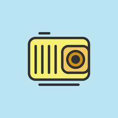 Video baby monitor icon, video surveillance made flat color style, sign linear camera for use logo and other design