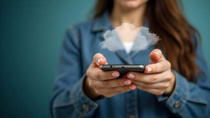 Innovative Cloud Download Icon on Smartphone: A Modern Business Concept