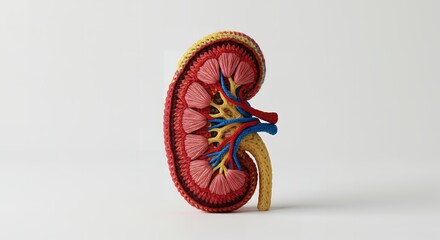 Intricate Handmade Crochet Kidney Anatomy Model for Medical Education