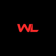 WL letter logo icon isolated on black background