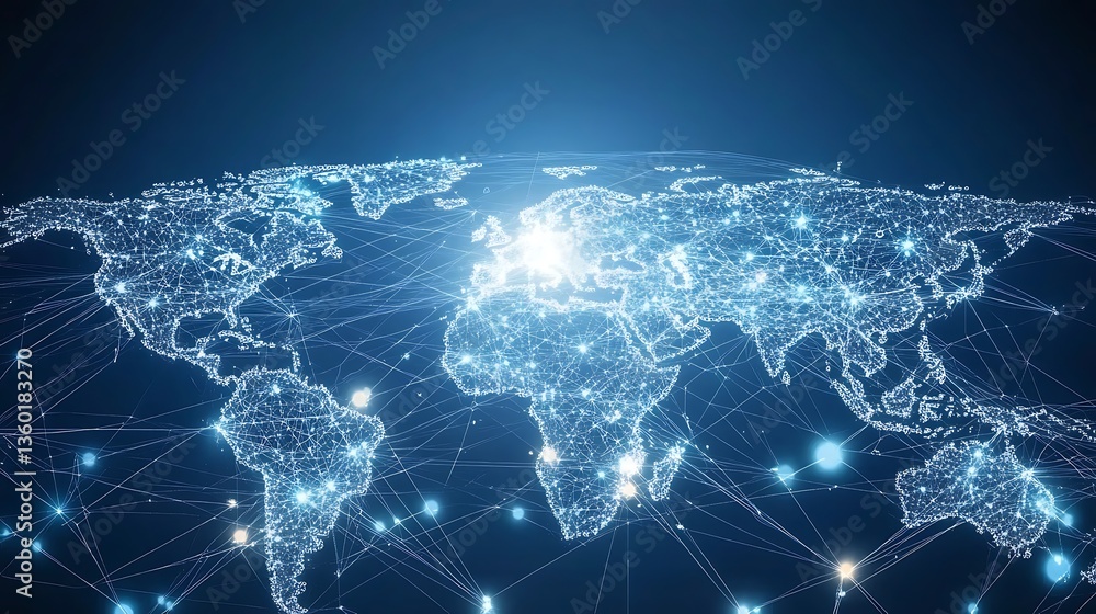 Fototapete global network connections a visual representation of worldwide interconnectivity and data flow
