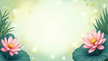 Mindful Breathing with Lotus Flower Border Frame: Create a Serene Copy Space for World Mental Health Day Mindfulness Themes in Your Photo Stock Concept