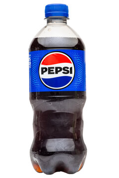 Plastic bottle of bottled in US Pepsi isolated on a transparent background