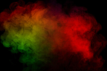 Orange and red steam on a black background.