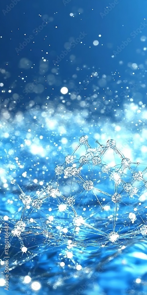 Poster complex molecular structure visualization in simulated aquatic environment