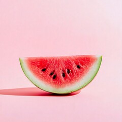 Slicing fresh watermelon bright pink background food photography studio environment close-up view summer refreshment