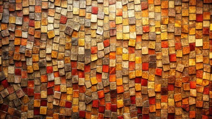 Intricate mosaic tile pattern featuring a rich array of earthy tones and subtle textural variations in a captivating, visually appealing design