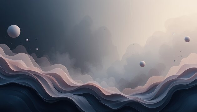 Abstract cosmic waves outer space digital art surreal environment wide-angle view dreamlike concept for visual exploration