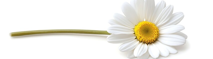 A Single Daisy Flower with White Petals and Yellow Center