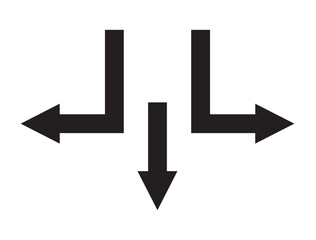 3 FLECHES DANS DES DIRECTIONS DIFFERENTES ORIENTEES VERS LE BAS - ILLUSTRATION VECTORIELLE