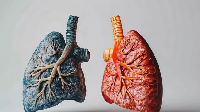 Illustration comparing male and female lungs highlighting structural differences and functions