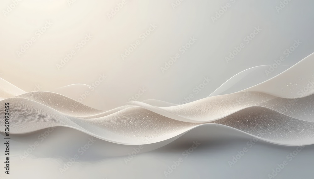 Poster flowing white waves abstract design digital art graphics minimalist environment aesthetic viewpoint 