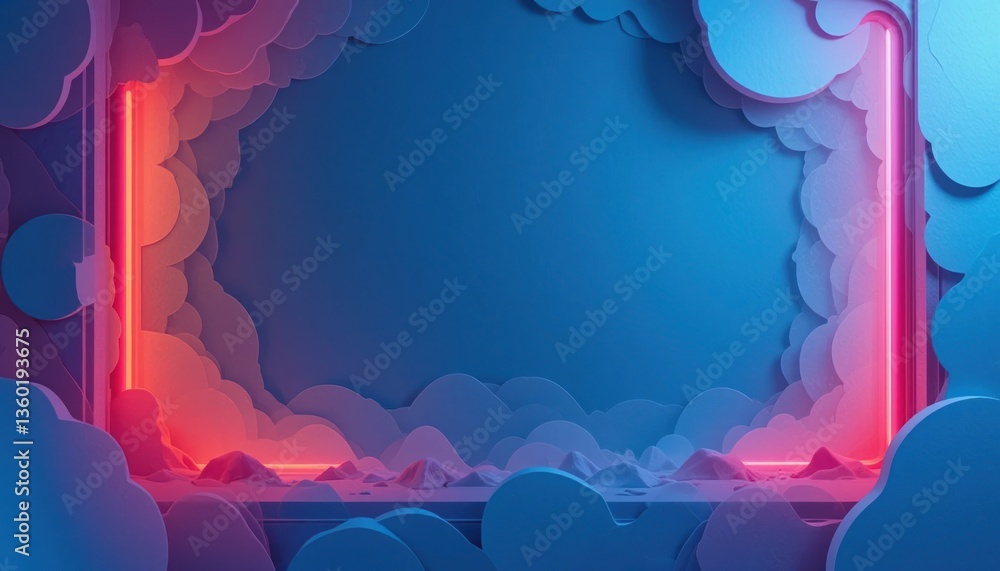 Poster illuminated abstract composition digital studio graphic design modern environment close-up viewpoint