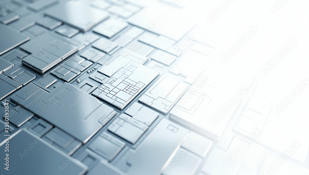 Poster intricate digital patterns in abstract virtual tile design for a futuristic ambiance concept