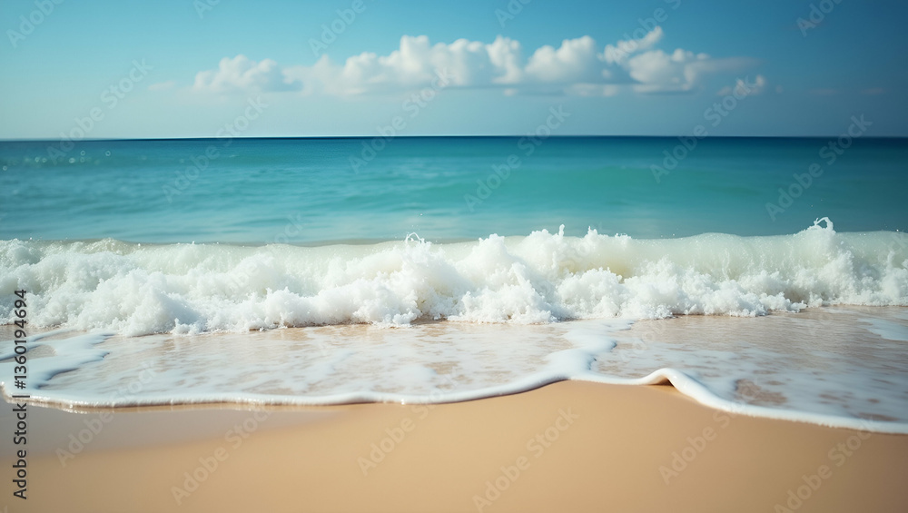 Aufkleber serene close-up of soft waves lapping on sandy beach - a calming vacation-themed vector illustration