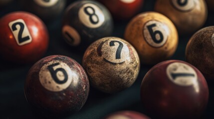 Close-up of billiard balls with numbers on them, representing the game's rule