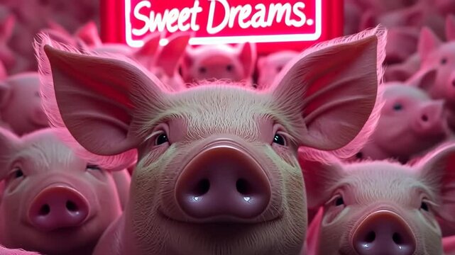 Colorful display of tiny pigs bringing joy to viewers in a vibrant setting