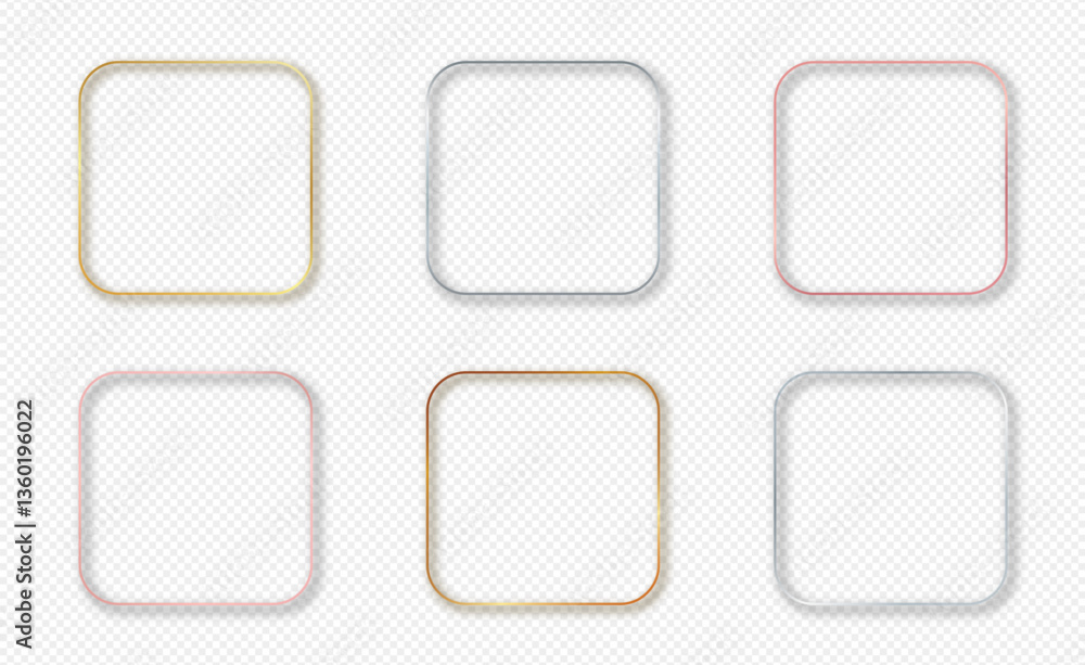 Poster set of six rounded square frames