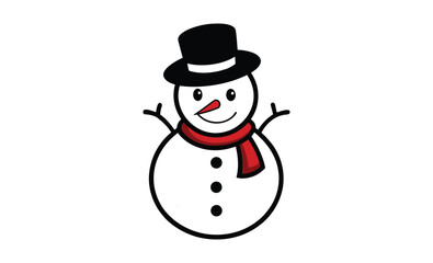 Happy snowman with hat silhouette, Christmas snowman silhouette vector 