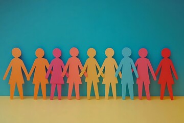 Colorful Paper People Diverse Community Support
