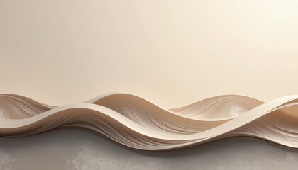 Flowing waves of beige paper abstract art installation minimalist design calm environment bird's eye view creative concept exploration