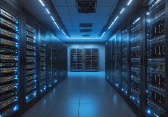 データセンター内部イメージ、サーバー・クラウド