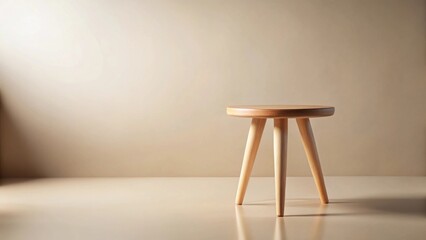 A simple, light-colored wooden stool sits on a minimalist floor against a muted background, offering a clean and modern aesthetic for design inspiration
