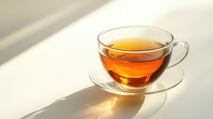 a cup green tea, creating a calm and serene atmosphere.