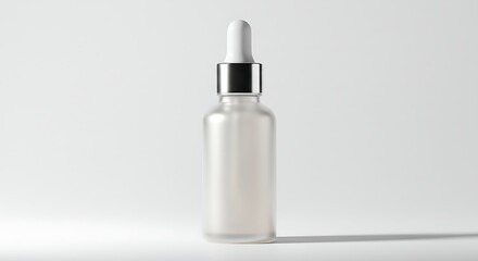 Close-Up Skincare Dropper Mockup.	A detailed close-up mockup showcasing a dropper bottle for luxurious skincare cream, emphasizing texture, shadow, and pristine presentation on a white background