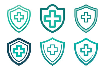 set of medical health care and medical report icon. Flat Vector art illustration with hospital health care Logo concept.