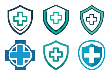 set of medical health care and medical report icon. Flat Vector art illustration with hospital health care Logo concept.