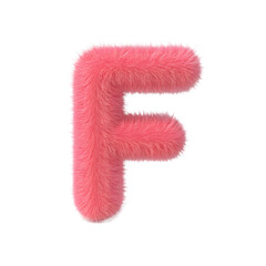 Fototapeta premium A fluffy pink letter F, soft and playful, evokes feelings of warmth and gentle comfort against a clean white background.