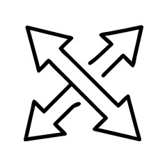 Crossed arrows directional symbol in line art