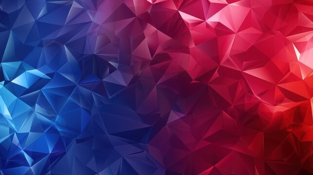 Abstract red blue geometric polygonal shape background. Generate AI