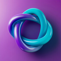 Fototapeta premium Isolated Gradient Line in 3D Plasticine, Purple and Teal.