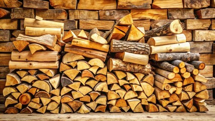 A Majestic Stack of Seasoned Firewood, Carefully Arranged for Efficient Burning and Cozy Winter Evenings