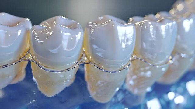 Teeth with Clear Aligners, Close-up View
