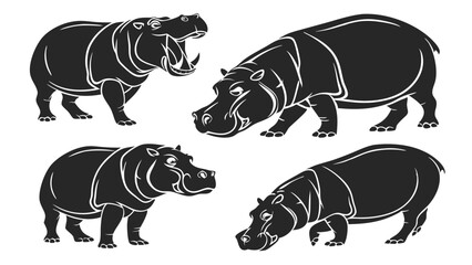 Set of hippopotamus