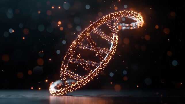 Biotech-inspired interface with dna helix and stringing device representing innovations in genetic engineering technology