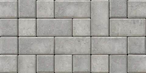 A Seamless Pattern of Interlocking Gray Concrete Pavers for Construction Projects and Architectural Designs