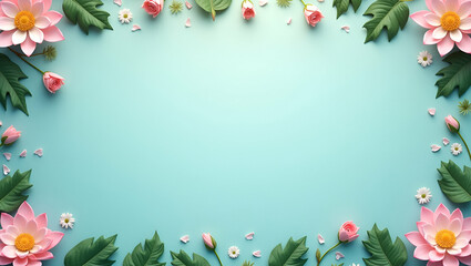 Mindful Breathing with Lotus Flower Border: A Tranquil Space for World Mental Health Day Themes