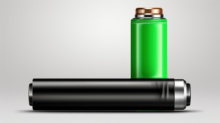 Closeup Battery AA in green and black color isolated white background. Generate AI image